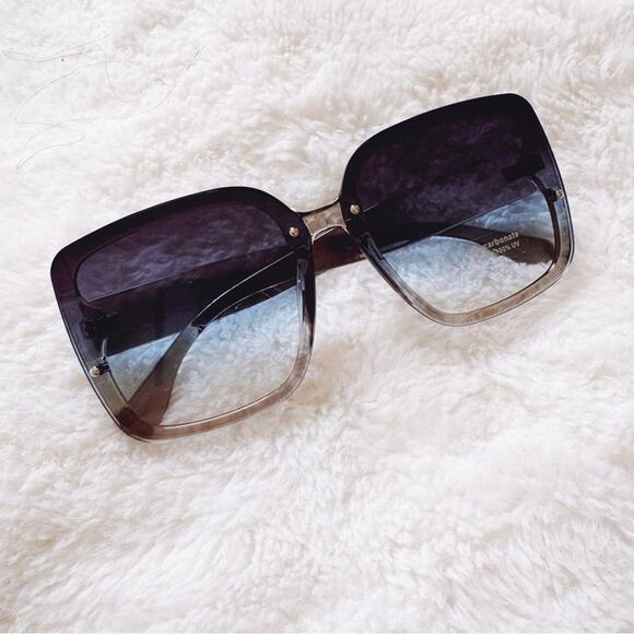 Abby Clear Blue Square Frame Sunglasses - Picture 3 of 10